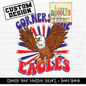 Custom Retro Mascot PNG - Made For You - Choose your Mascot, Colors, & Team Name - Digital Download - School Spirt - Preppy Mascot