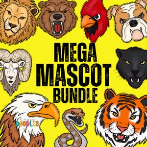 Schul-Maskottchen-Bundle - Preppy Maskottchen Clip Art - Mascot Drive - Handgezeichnetes Doodle PNG - Teamgeist - Schulgeist - Kommerzielle Nutzung
