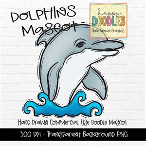 Delfin Schule Maskottchen - Doodle Clipart PNG digitales Design - Delfine handgezeichnete Clipart - Team Maskottchen - Schule Geist - kommerzielle Nutzung