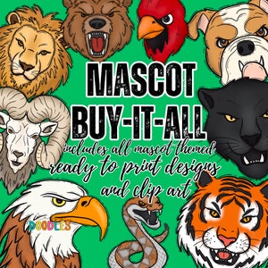 Mascotte Achetez-le tout Bundle, Preppy Mascots Clip Art, Mascottes Prêtes à imprimer des designs, Mascot Drive - Doodle dessiné à la main PNG, Esprit scolaire