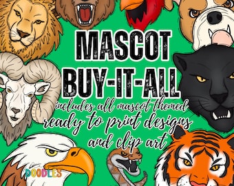 Mascot Buy It All Bundle, Preppy Mascots Clip Art, Mascots Ready To Print Designs,  Mascot Drive -  Hand Drawn Doodle PNG, School Spirit
