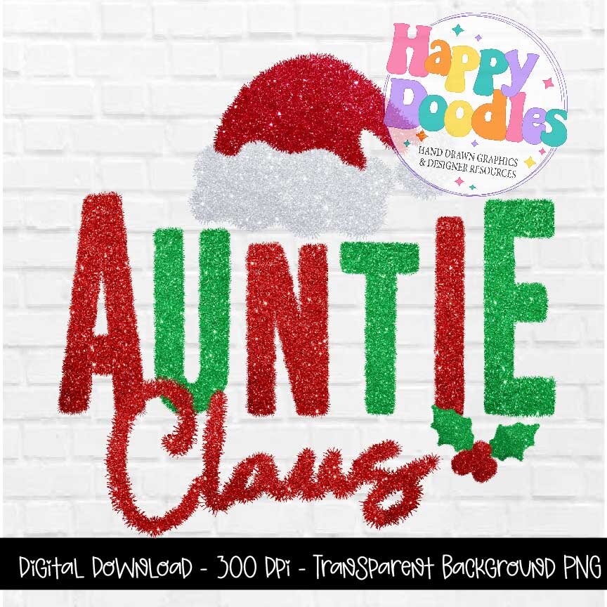 Auntie Claus Tinsel Clip Art Granny Claus PNG Family - Etsy