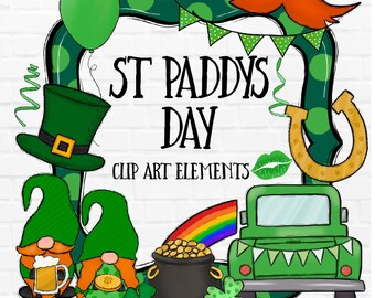 St Patricks Day Clipart Graphics - Commercial Use For Digital Designers - Hand Drawn St Paddys Day  Elements - High Quality PNG Files