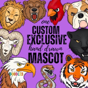 Mascote Escolar Personalizado - Doodle Clipart PNG Design Digital - EXCLUSIVO - Mascote da Equipe - Espírito Escolar - Uso Comercial