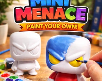 Mini Menace Paint Your Own Figure Kit – 2 Pack DIY Blank Character Craft with Paint & Brushes – 4” Chibi Collectible
