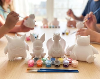 Paint Your Own Chibi Monster Kit – Kids Craft Activity, 4 Fantasy Figurines with Paint Set, Birthday Gift Idea