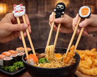Chopstick Helpers - Training for Chopstick | Lucky Cat, Ninja & Sushi Designs | Homemade
