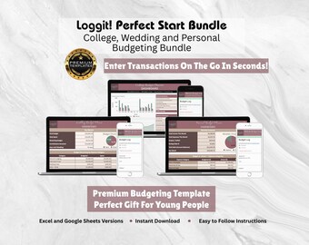 Loggit Budget Planner Bundle | College, Wedding, Personal (Google Sheets, Excel) | Log From Cell Phone
