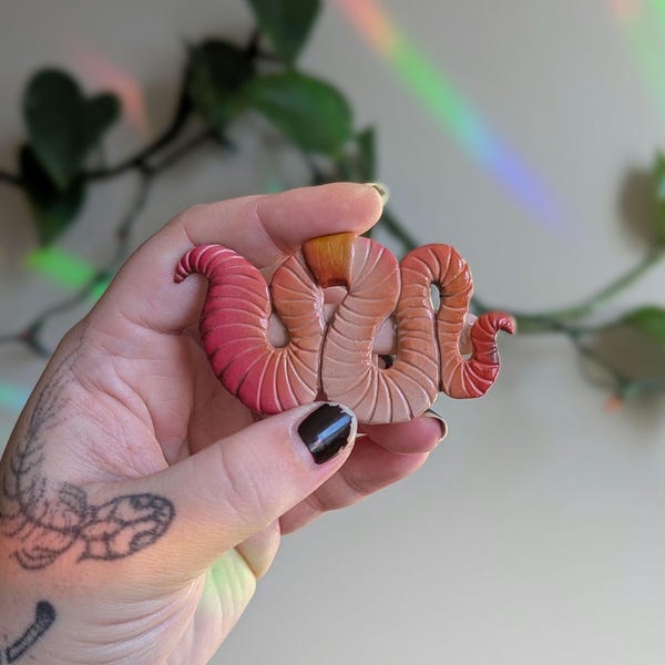 Handmade Polymer Clay Hair Clip, Worm