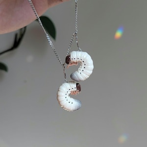 Handsculpted White Grub Earrings
