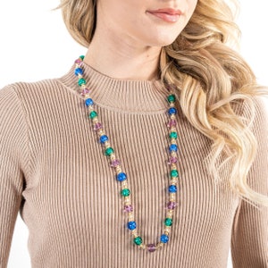 Handmade necklace with multicolored Murano glass beads, adjustable closure, Made in Italy jewel special gift for her