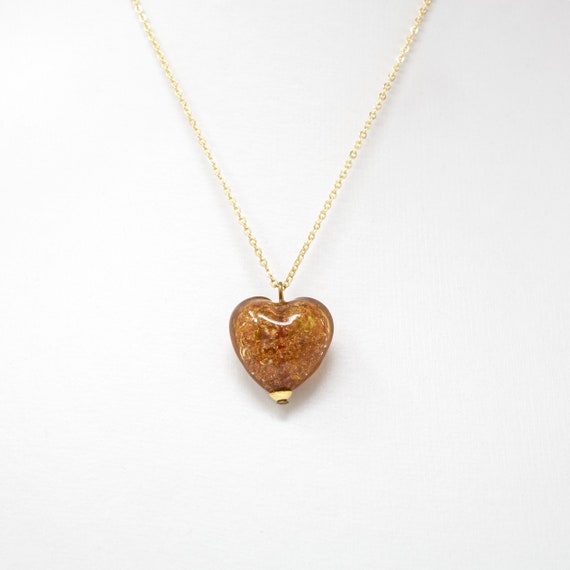 Vintage necklace with handmade Murano glass heart… - image 2