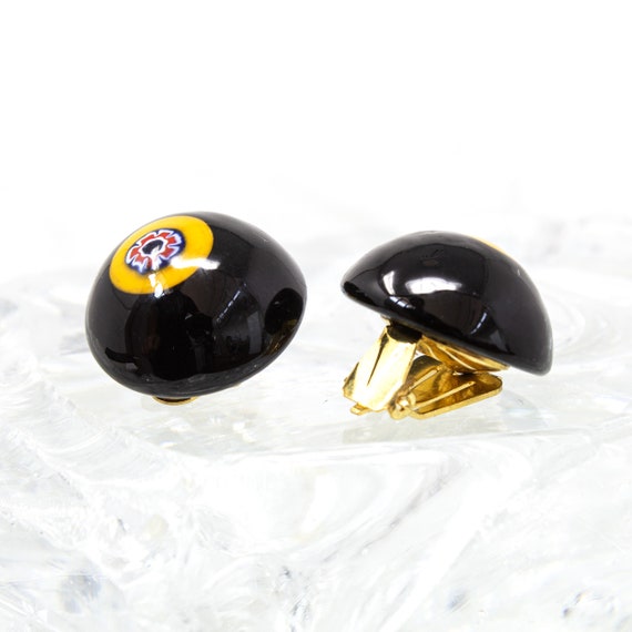 Vintage handmade Murano glass earrings in black r… - image 2