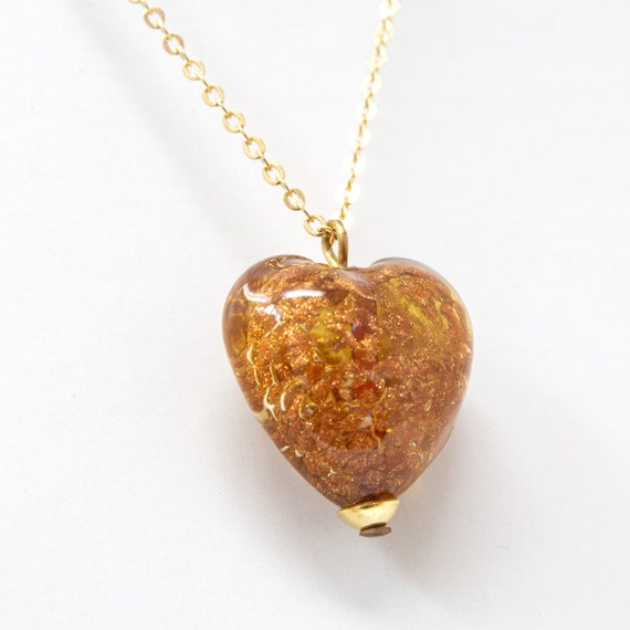 Vintage necklace with handmade Murano glass heart… - image 3