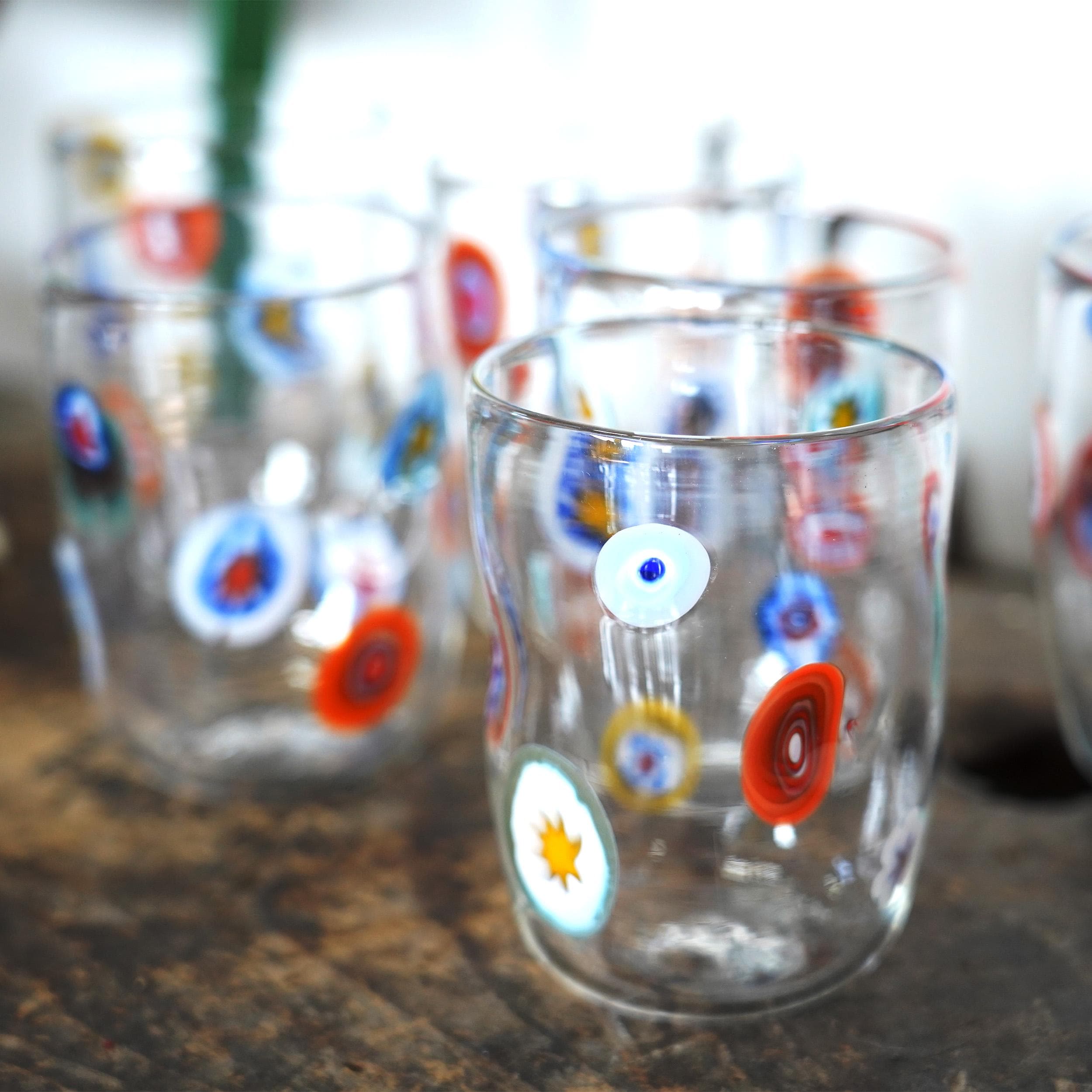 Set of 6 Happy Tumblers Goti De Fornase Handmade Original Murano