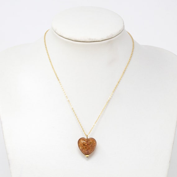 Vintage necklace with handmade Murano glass heart… - image 1