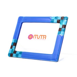 Photo frame original Murano glass in blue and multicolor mosaic glass handcrafted, Made in Italy by Muma