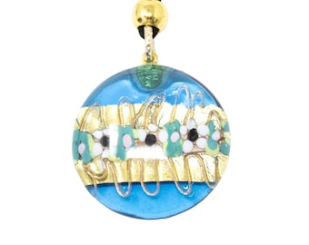 Collier Vintage Boules De Verre Type Murano - Bleu Magnifique - Occasion