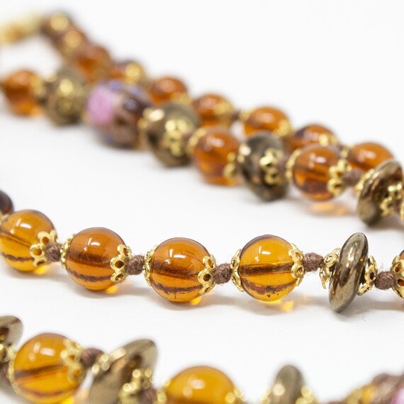 Vintage Murano glass necklace with handmade honey… - image 8