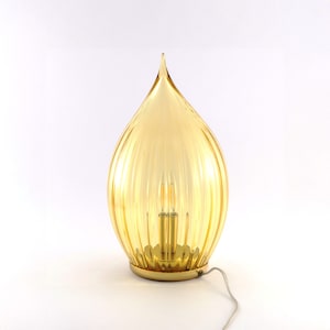 Handmade Murano art glass table lamp, honey color with decorations height 32cm, Made in Italy MuMa Venezia light design