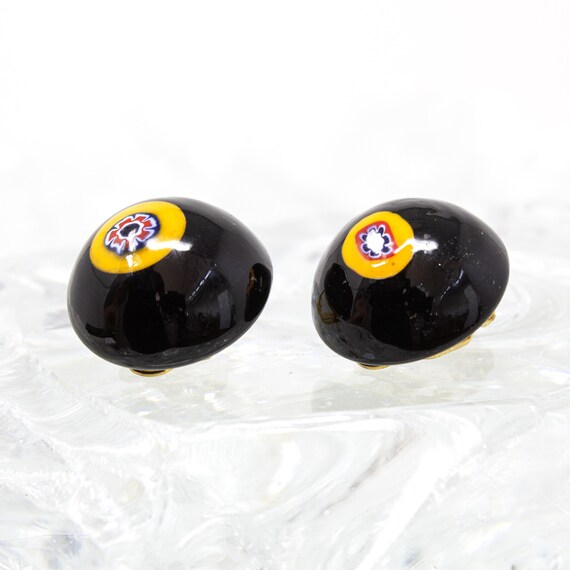 Vintage handmade Murano glass earrings in black r… - image 1