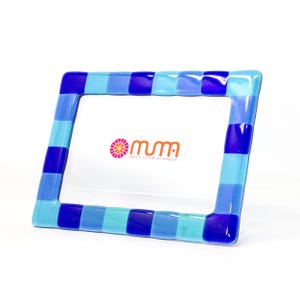 Murano Glass Photo Frame, Original Squared Tiles Mosaic in Blue, Handcrafted in Italy by Muma, Unique Home Décor