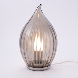 Handmade Murano art glass table lamp, grey color with decorations height 32cm, Made in Italy light MuMa Venezia design