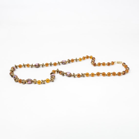 Vintage Murano glass necklace with handmade honey… - image 1