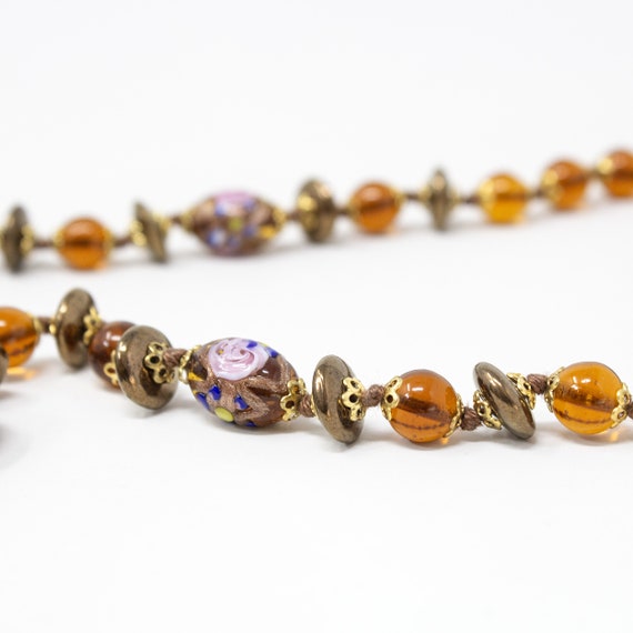 Vintage Murano glass necklace with handmade honey… - image 2