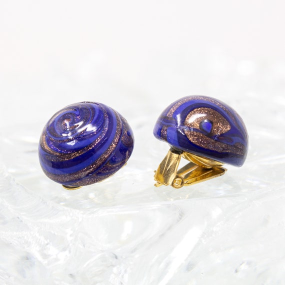 Handmade Murano glass vintage clip earrings, roun… - image 2