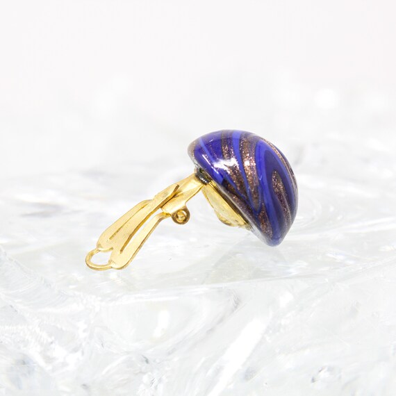 Handmade Murano glass vintage clip earrings, roun… - image 5