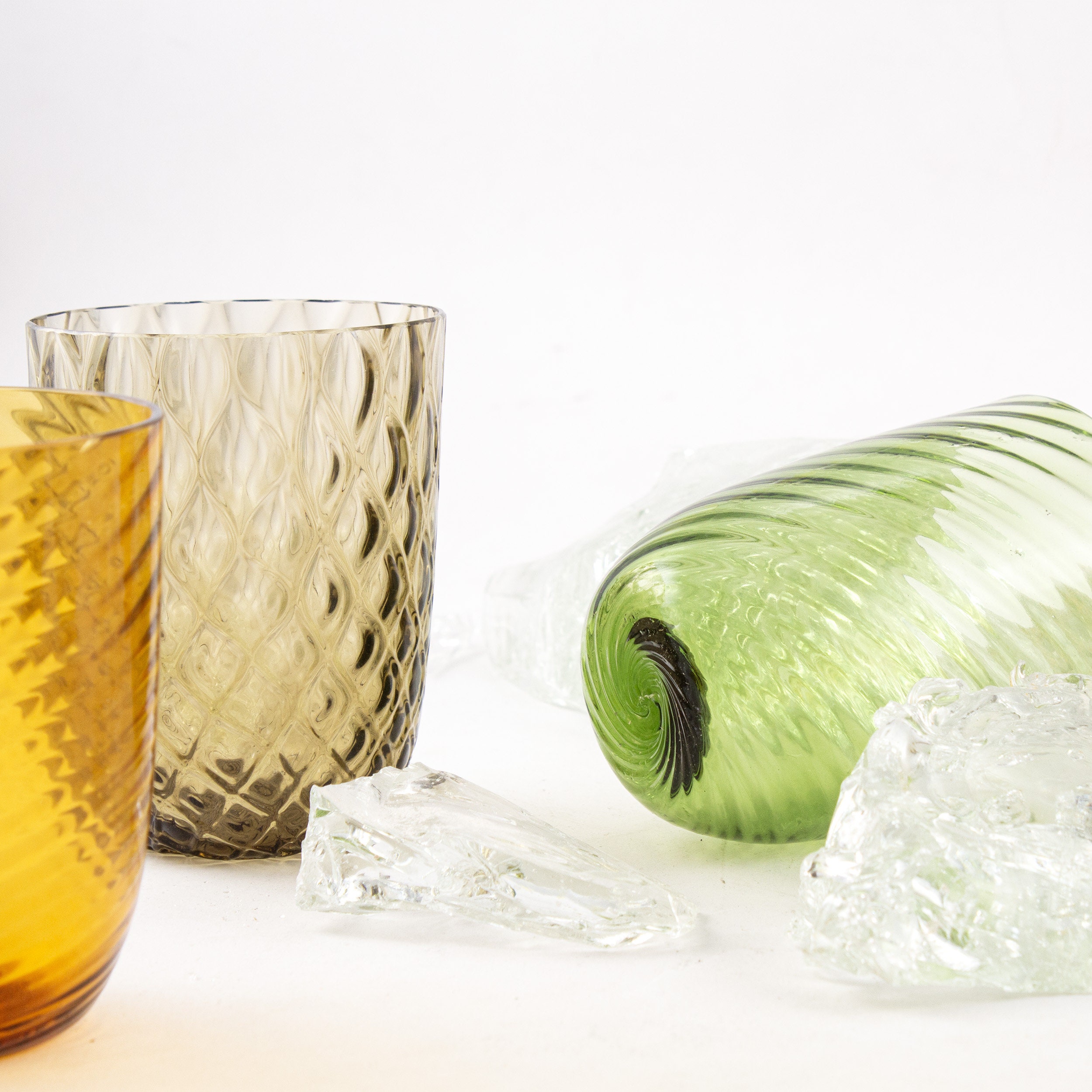 Set 6 Bicchieri In Vetro Colorati Baroni Home - 30cl, Decorati A Rilievo, Lavabili In Lavastoviglie