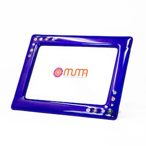 Photo frame original Murano glass in blue, decorated with millefiori murrine and hand-crafted, Made in Italy by Muma Venezia