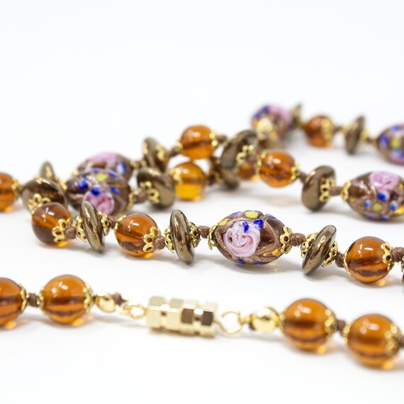 Vintage Murano glass necklace with handmade honey… - image 6