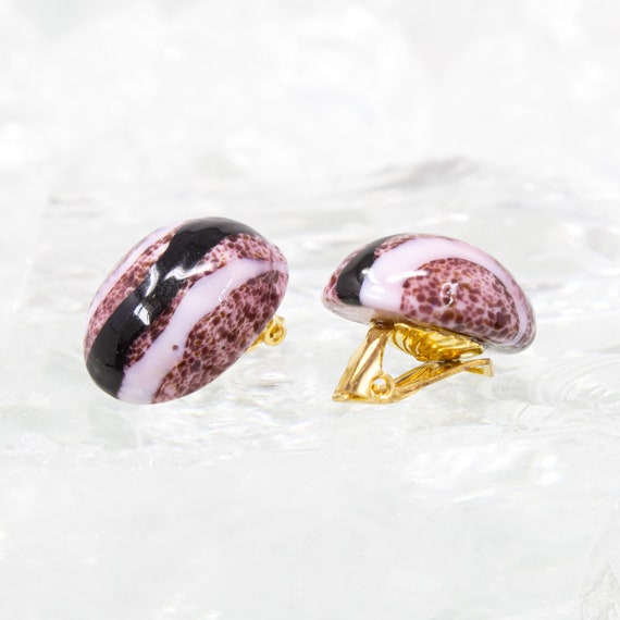 Vintage Murano glass earrings handmade in pink an… - image 2