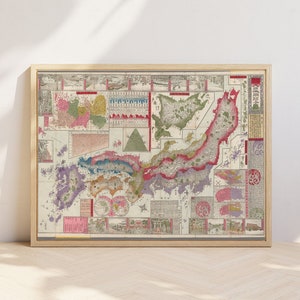 Antike Karte Wandkunst | Poster Print | Vintage Landkarte Japan | Druckbares Poster