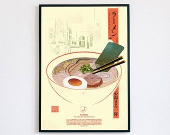 Ramen Poster Japan Noodle Wall Art DIGITAL PRINT Retro Ramen Poster