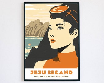 Korean Woman Wall Art Poster Vintage Retro Travel Poster Korea Printable poster