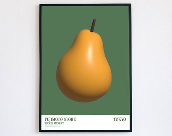 Pear Wall Art Japanese Wall Art Fruit Pear Print 3D Fruit Print Printable poster