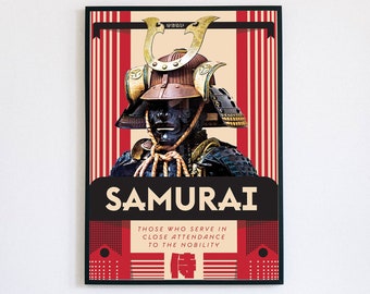 Samurai Japanese Art Poster: Minimalist Warrior Print (Digital Download)