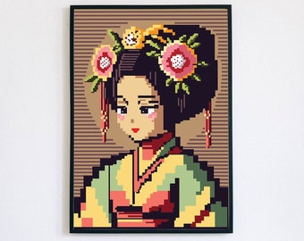 Geisha Wall art | Japanese wall art | Retro Game Poster | Printable poster