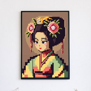 Arte mural de geishas / Arte mural japonés / Póster de videojuegos retro / Póster imprimible