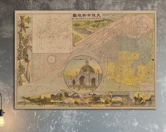 Vintage Osaka Japan Map Poster Print (Digital Download)