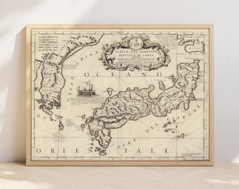 Antique Map Wall Art | Map Poster Print | Vintage map of Japan and Korea | Printable poster