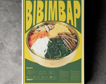Bibimbap Recipe Poster: Korean Food Art Print (Digital Download