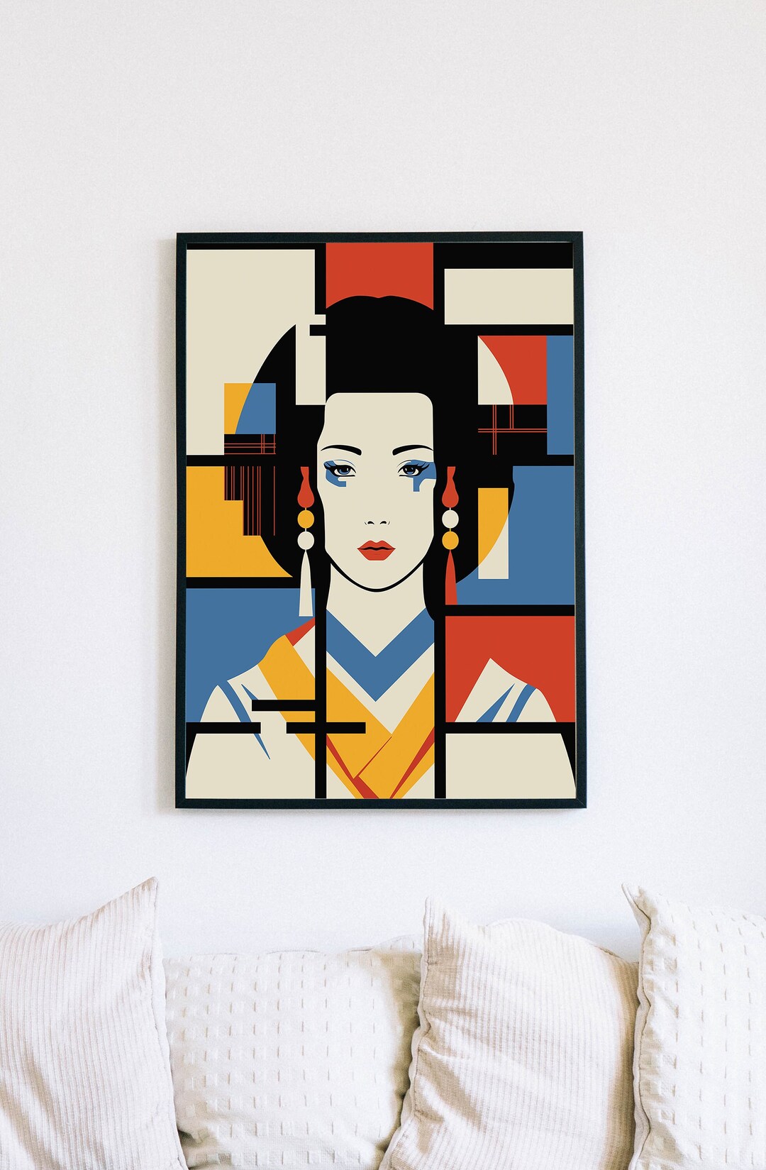 Geisha Wall Art Japanese Gift Piet Mondrian Posters Printable Poster Etsy