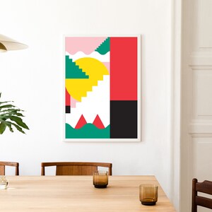 Japanese Art Poster Colorful Illustration Japanese Geometric Illustration Poster Printable poster image 5