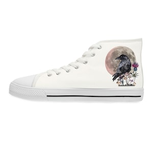 Crow Full Moon Botanical Women&#39;s High Top Sneakers, CrowCore Shoe