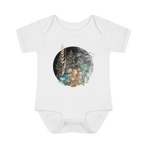 Full Moon Mushroom Botanical Infant Baby Rib Bodysuit
