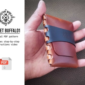 Patrón billetera cuero- Tarjetero cuero PDF - Patrón cuero -Cuero DIY -Plantilla cuero - PDF cuero-patrón billetera delgada sin costuras